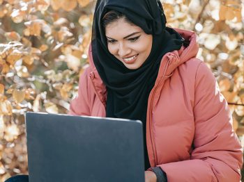 muslim girl on laptop